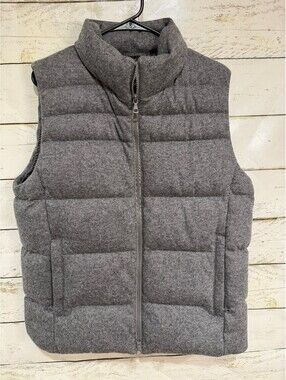 UNIQLO Down Wool Blend Puffer Sleeveless Vest Size Medium Dark Gray
